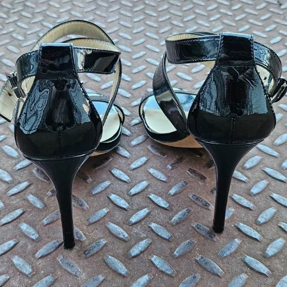 Charles David Women Heel Black Patent Leather Upper Sandal Strappy Shoes Size 7 - Picture 6 of 11